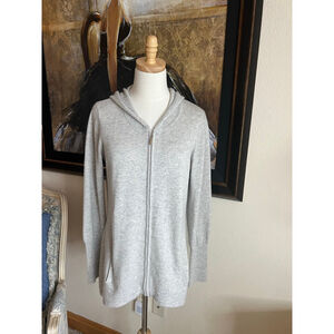 Women's Sara Campbell Gray Cashmere Full-Zip Hoodie M